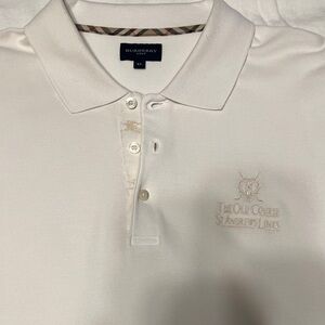 Burberry Men’s Cream White Polo with Embroidered Crest